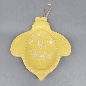 Temptations Bee Joyful Yellow Trinket Dish 6" Ceramic
